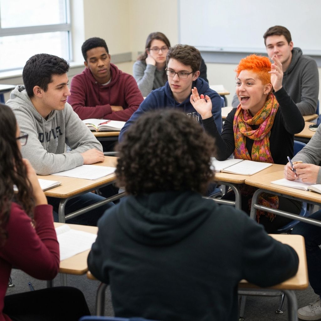 Students discussing their work